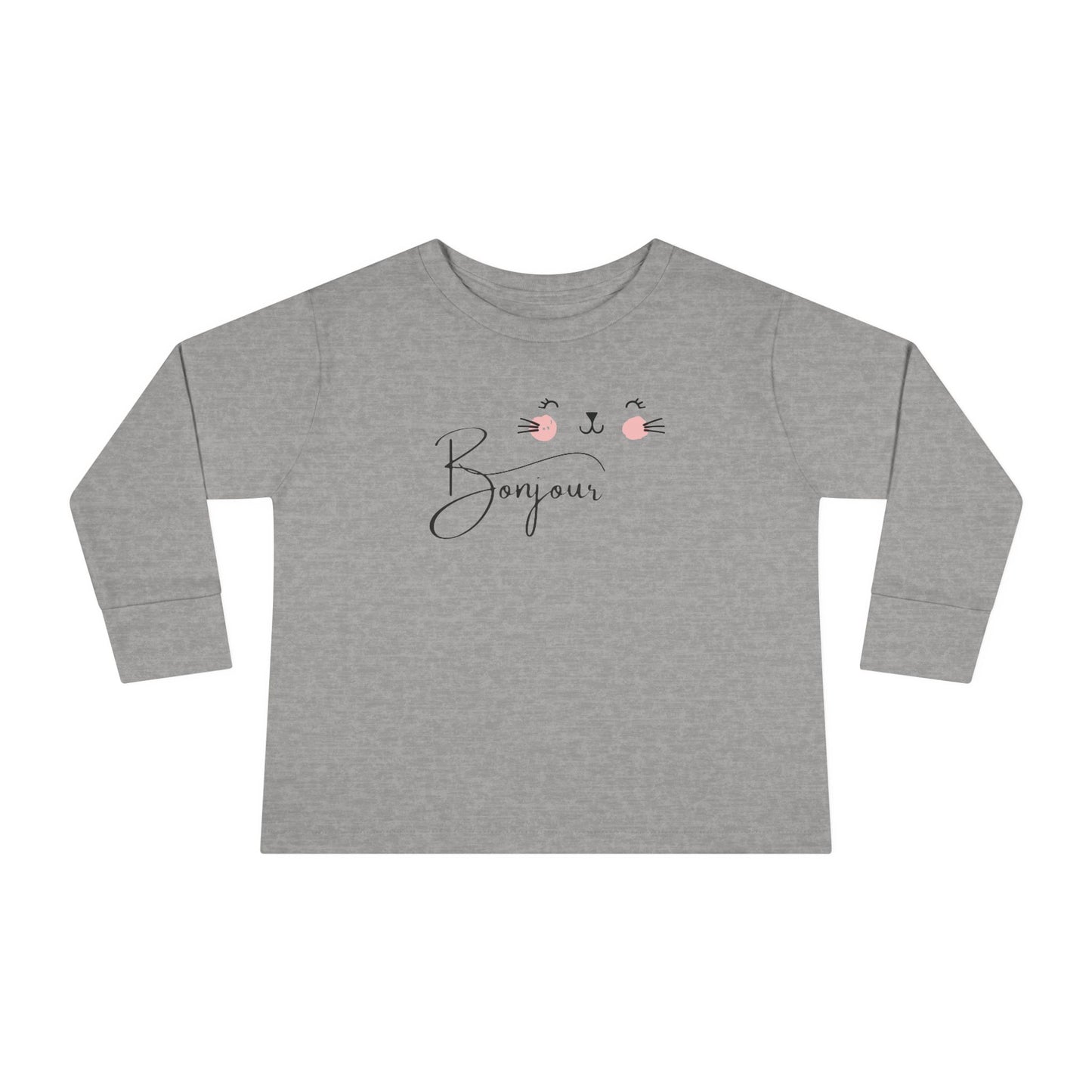 Toddler Long Sleeve Tee, Bonjour Shirt, French Toddler Top, Kids Long Sleeve Tee, Kids French Shirt, Children's Bonjour Shirt