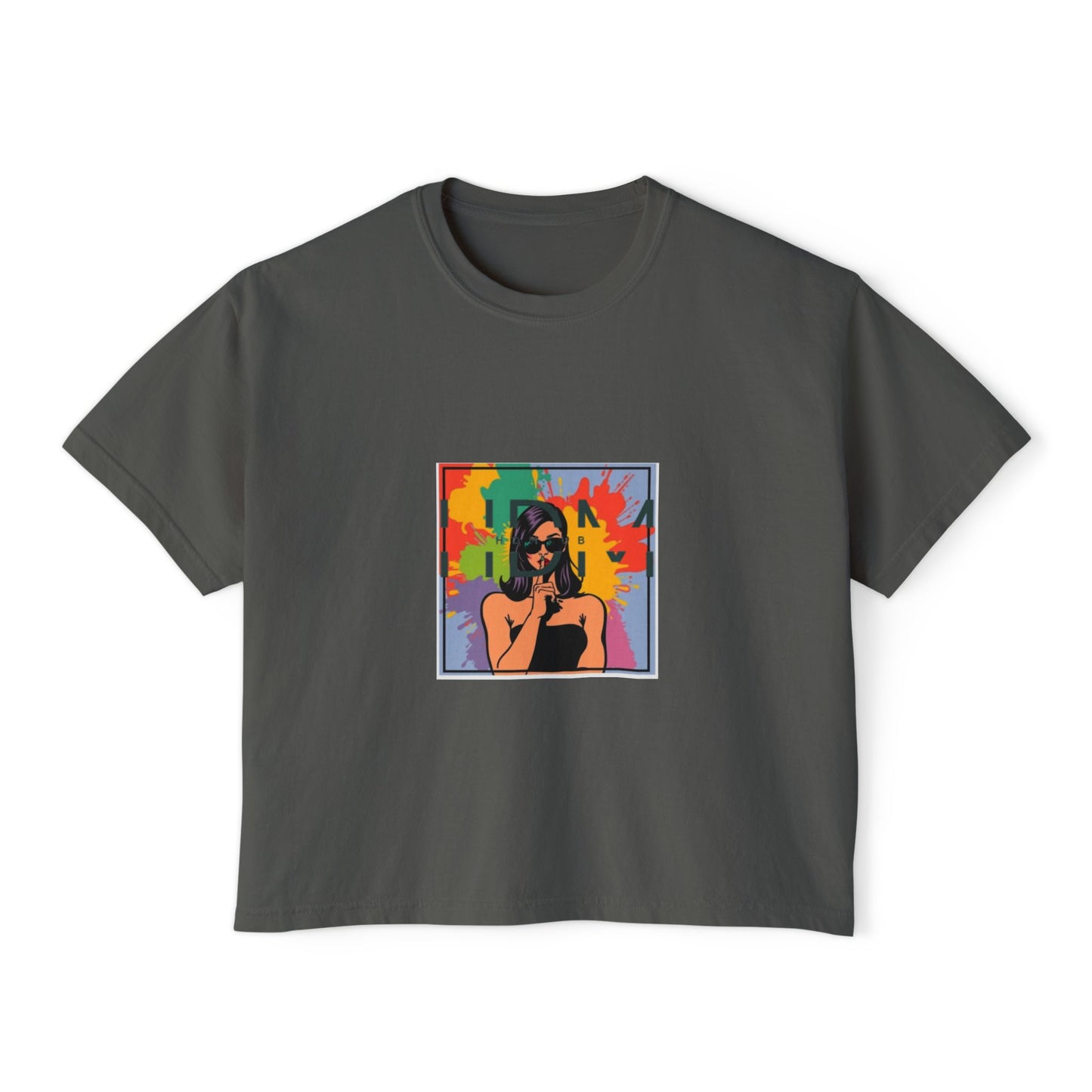 Colorful Graphic Women's Boxy Tee - Trendy, Casual, Summer Fashion, Gift for Her, Artsy Style
