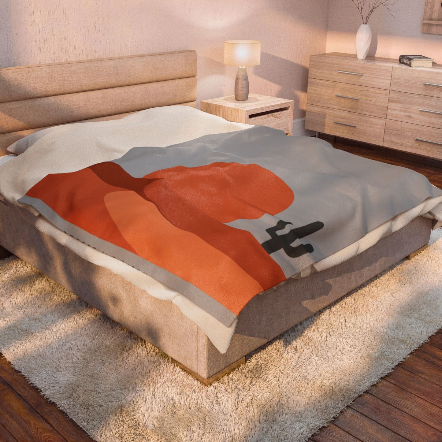 Desert Sunset Minimalist Mesa Blanket | Southwestern adobe-inspired wall art throw