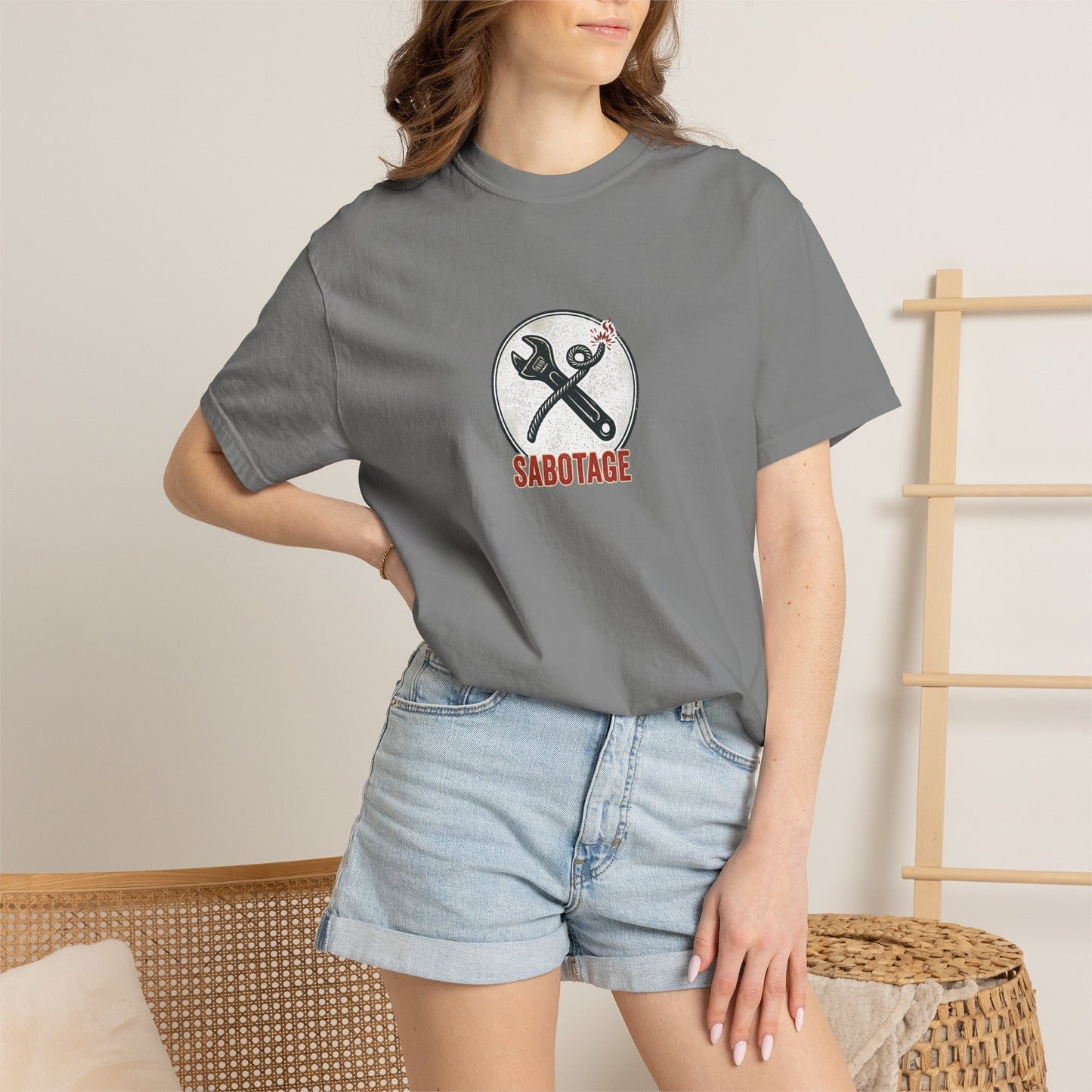 Sabotage Wrench Logo T-Shirt — Mechanic Tools Graphic Tee