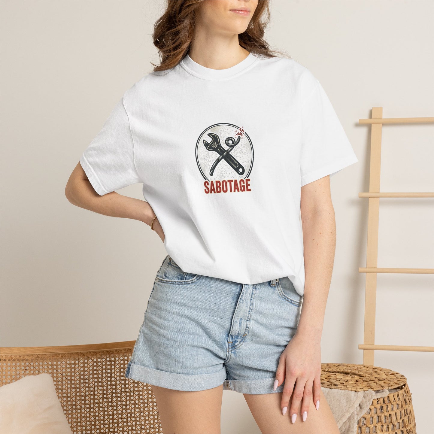 Sabotage Wrench Logo T-Shirt — Mechanic Tools Graphic Tee