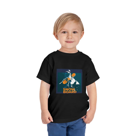 Snowboard Fashion Toddler Tee, Kids Graphic Tshirt, Winter Sports Shirt, Mountain Adventure Clothing, Skiing Theme Top