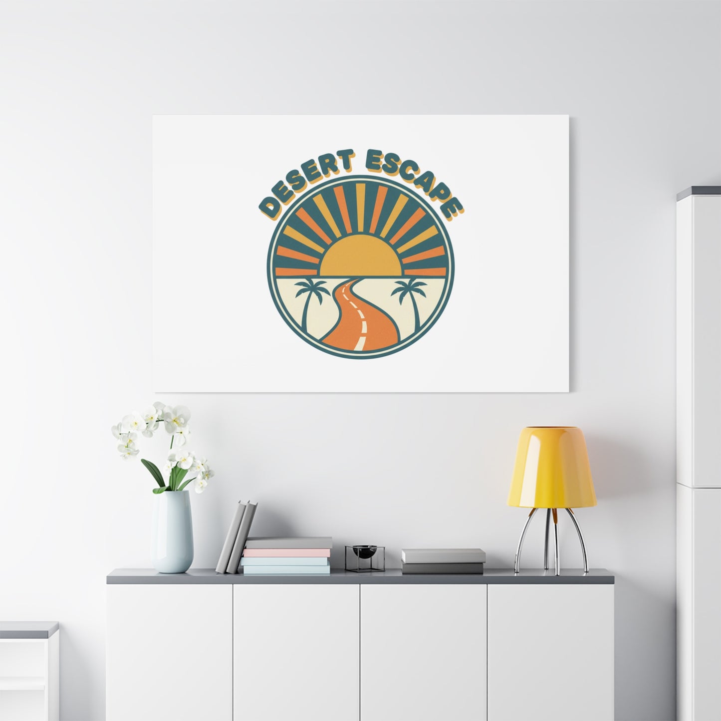 Desert Escape Sunset Canvas | 70s Sunset Retro Palm Poster