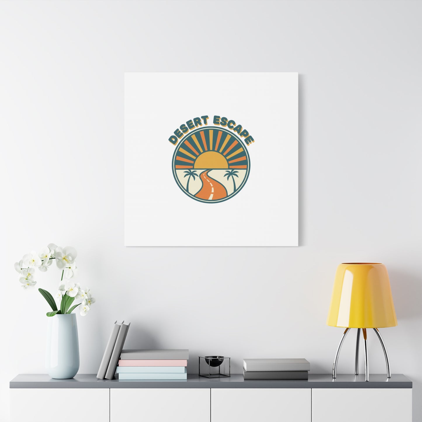 Desert Escape Sunset Canvas | 70s Sunset Retro Palm Poster