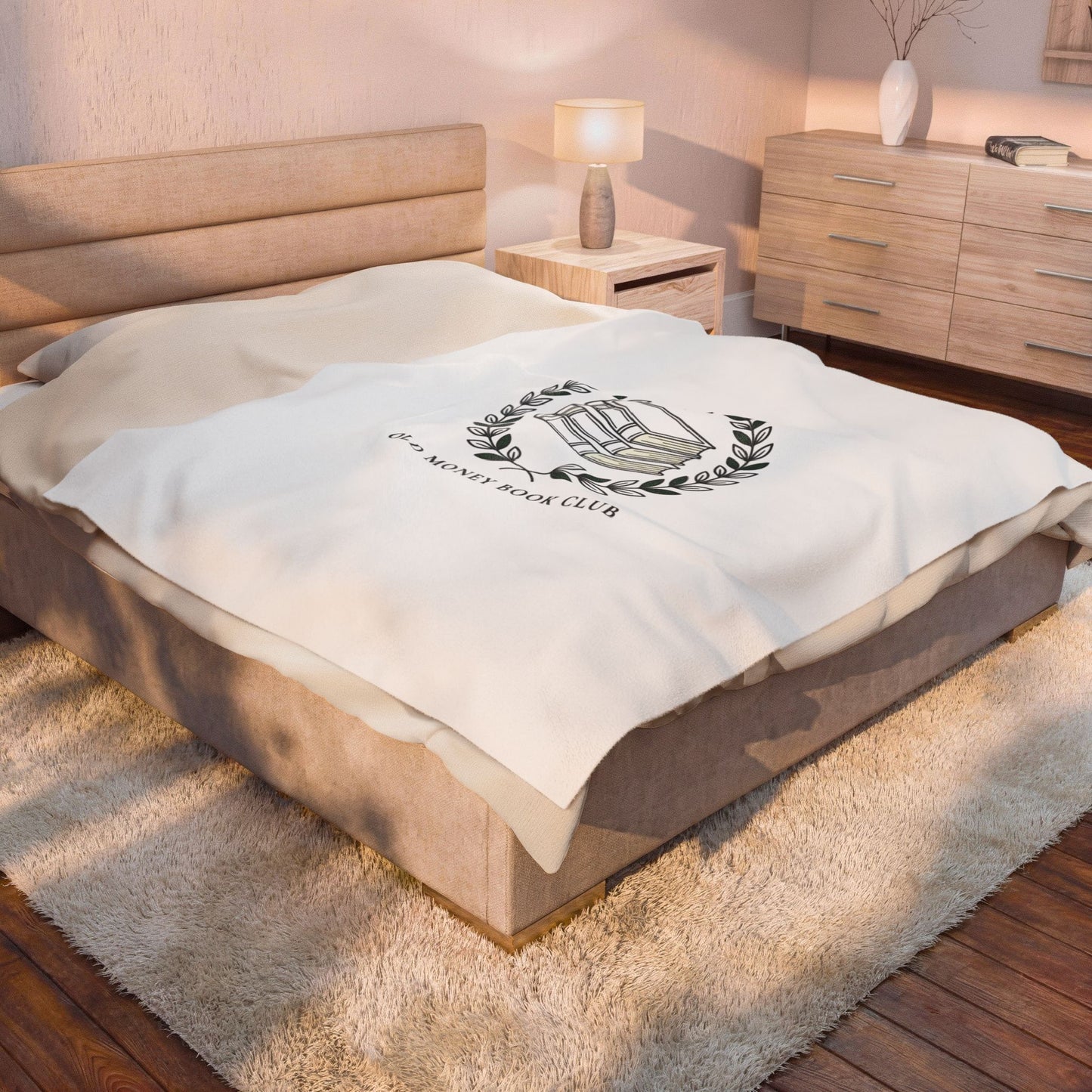 Old Money Book Club Velveteen Blanket | quiet luxury, minimalist, serif, monochrome