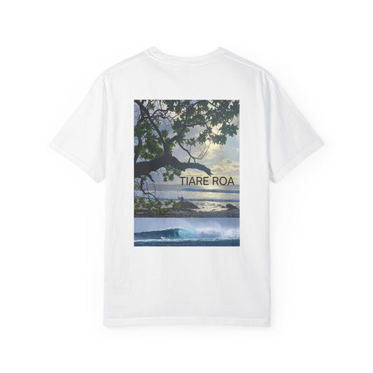 Tiare Roa Surf Spot T-shirt, Ocean Lover Beach Tee, Coastal Wave Graphic Shirt, Unisex Garment-Dyed Top, Vacation Souvenir Apparel