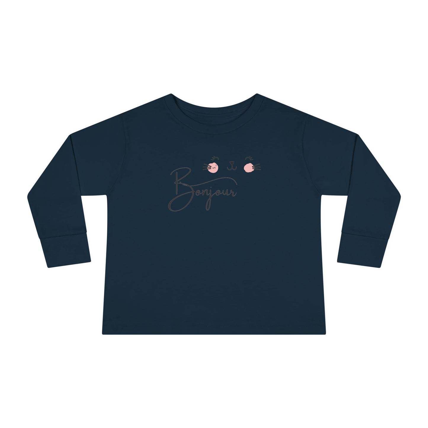 Toddler Long Sleeve Tee, Bonjour Shirt, French Toddler Top, Kids Long Sleeve Tee, Kids French Shirt, Children's Bonjour Shirt