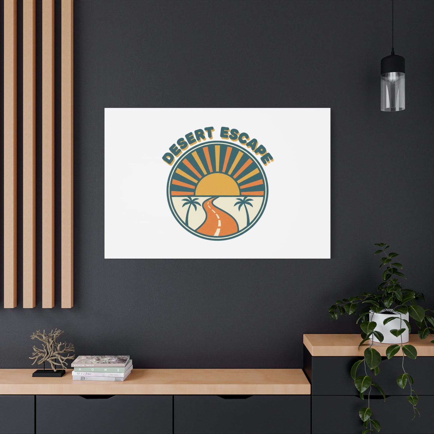 Desert Escape Sunset Canvas | 70s Sunset Retro Palm Poster