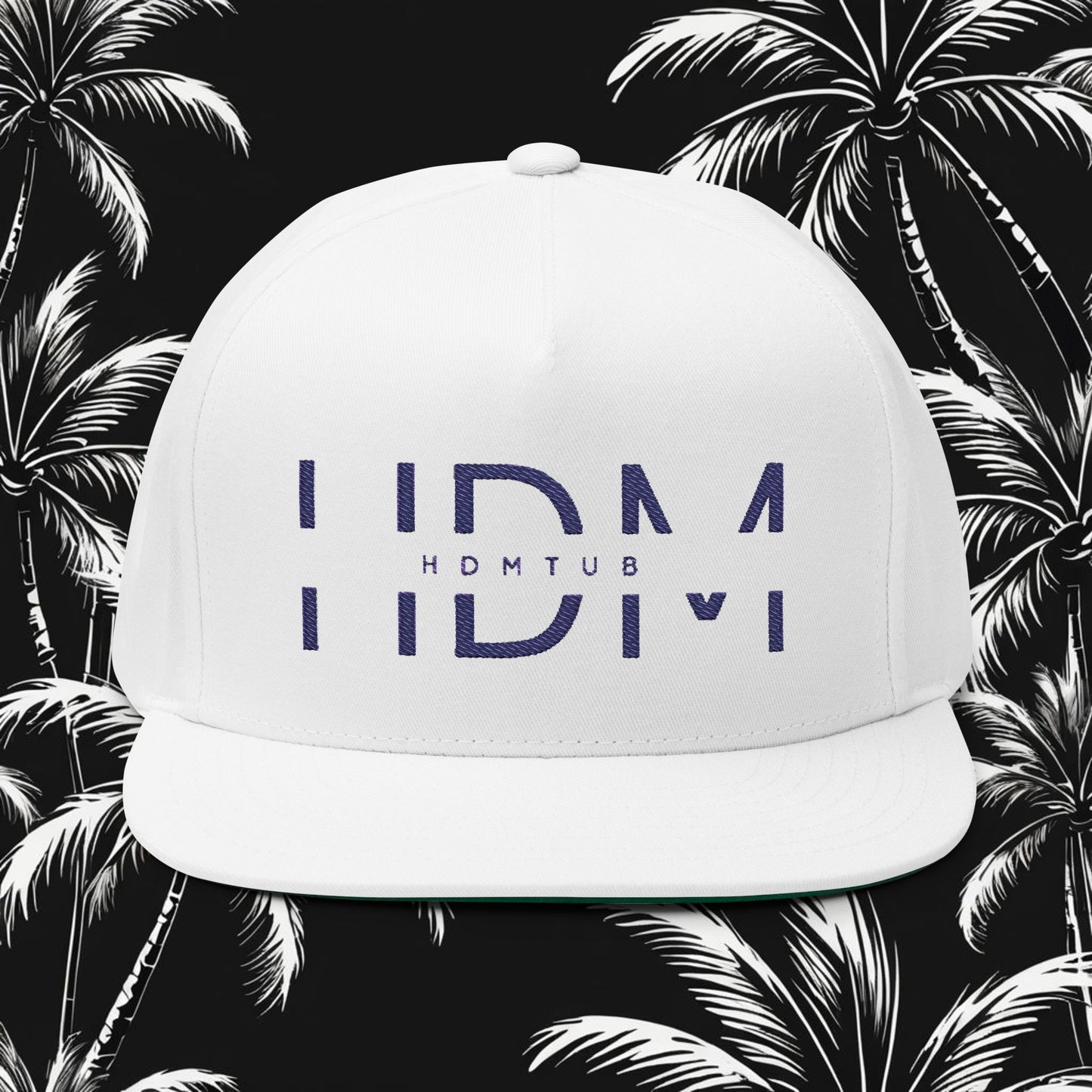 Embroidered Flat Bill Cap - HDMTub Design, Hat, Baseball Cap, Snapback, Hip Hop Cap, Accessories, Streetwear
