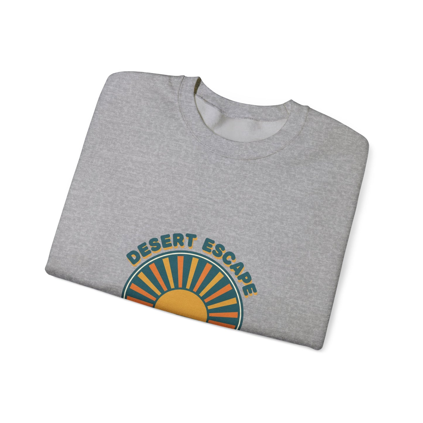 Desert Escape Sunset Crewneck, 70s Retro Surf Graphic | Vintage Palm Postcard